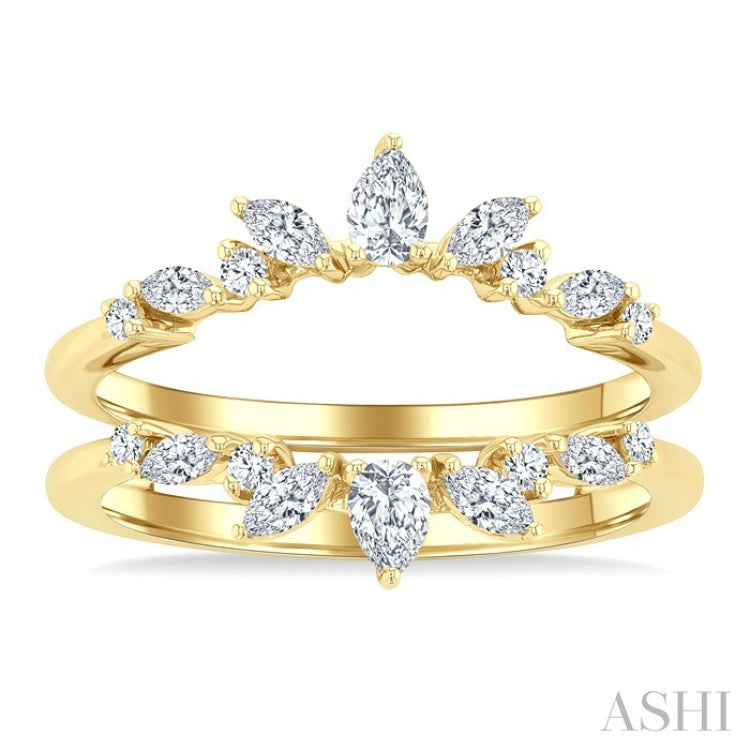 1/2 Ctw Pear, Marquise and Round Cut Diamond Insert Ring in 14K Yellow Gold
