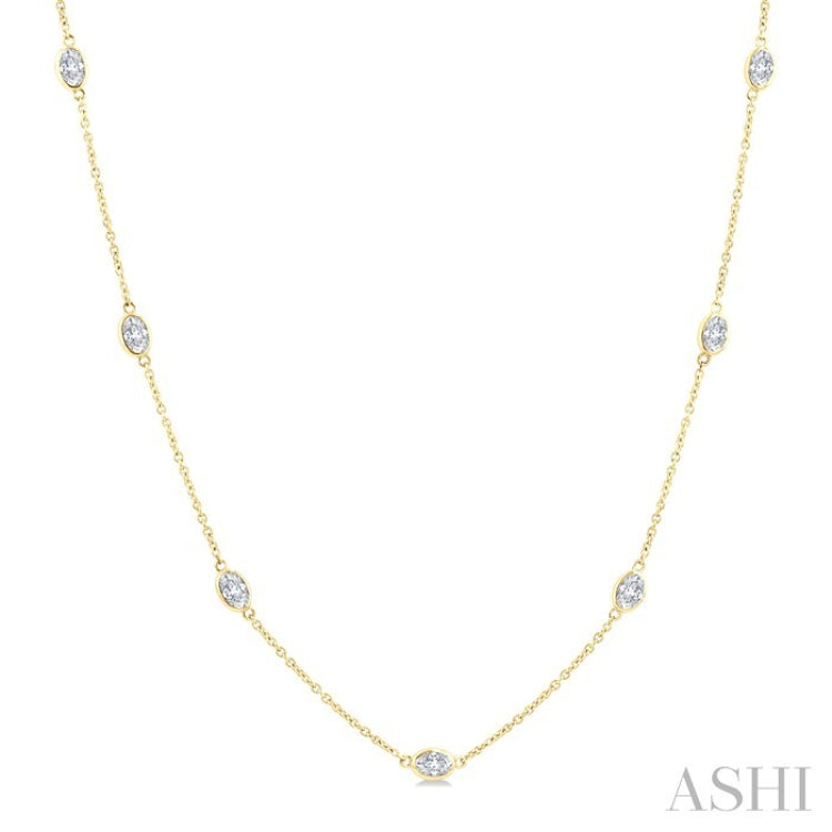 2 Ctw Oval Cut Diamond Fashion Station Necklace in 14K Yellow Gold