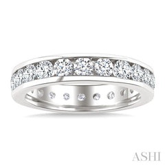 2 Ctw Channel Set Round Cut Diamond Eternity Wedding Band in 14K White Gold