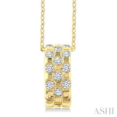 1/5 Ctw Round Cut Golden Glow Diamond Checkered Fashion Pendant With Chain in 10K Yellow Gold