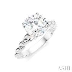 1/20 Ctw Akari Circular Shape Rope Shank Round Cut Diamond Semi Mount Engagement Ring in 14K White Gold