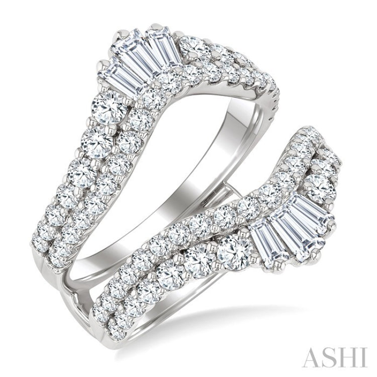 2 Ctw Baguette and Round Cut Diamond Insert Ring in 14K White Gold