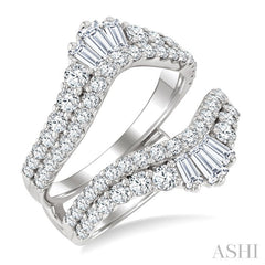 2 Ctw Baguette and Round Cut Diamond Insert Ring in 14K White Gold