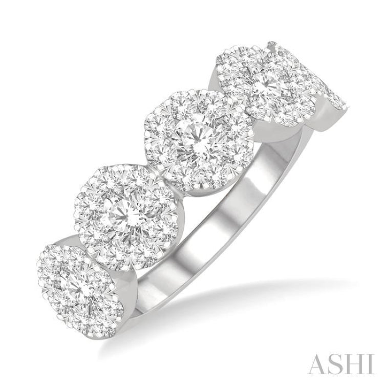 1 1/2 Ctw 5-Stone Lovebright Round Cut Diamond Band in 14K White Gold