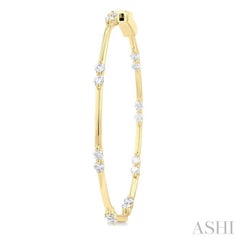 1 Ctw Front and Inner Back Round Cut Diamond Hoop Earrings in 14K Yellow Gold