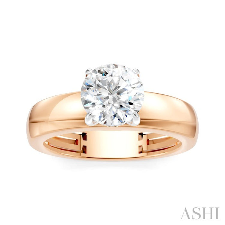 1/20 Ctw Round Shape Round Cut Diamond Semi-Mount Engagement Ring in 14K Rose and White Gold