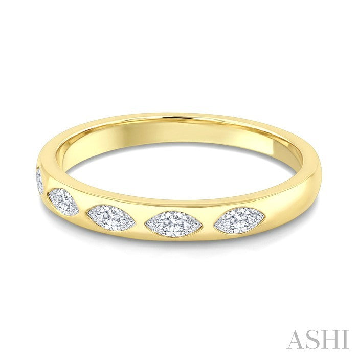 1/3 Ctw Marquise Cut Diamond Flush Set Fashion Band in 14K Yellow Gold