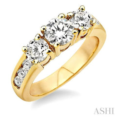 Round Shape Past Present & Future Diamond Engagement Ring