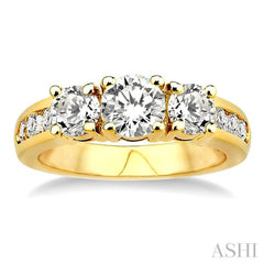 Round Shape Past Present & Future Diamond Engagement Ring