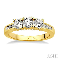 Round Shape Past Present & Future Diamond Engagement Ring