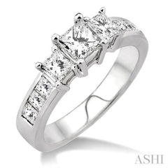 Princess Shape Past Present & Future Diamond Engagement Ring