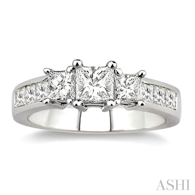 Princess Shape Past Present & Future Diamond Engagement Ring