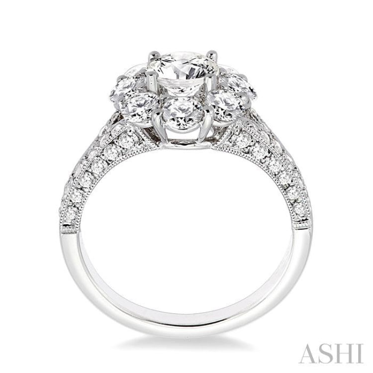 Round Shape Semi-Mount Halo Diamond Engagement Ring