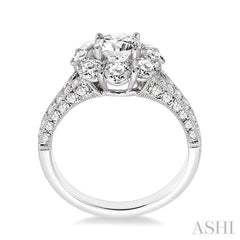 Round Shape Semi-Mount Halo Diamond Engagement Ring