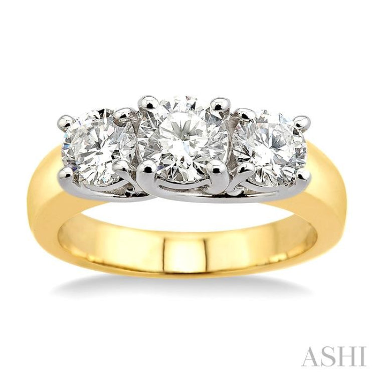 Round Shape Past Present & Future Diamond Engagement Ring