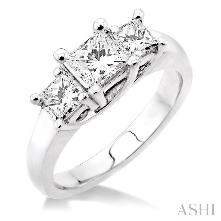 Princess Shape Past Present & Future Diamond Engagement Ring