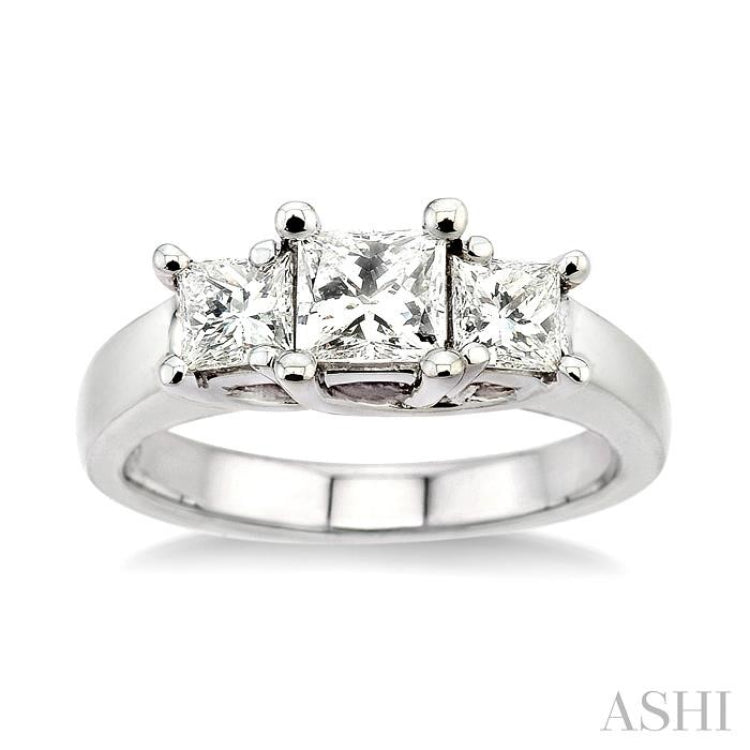 Princess Shape Past Present & Future Diamond Engagement Ring