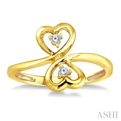 Twin Heart Shape 2 Stone Diamond Fashion Ring