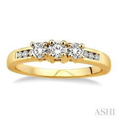 Round Shape Past Present & Future Diamond Engagement Ring