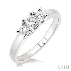 Princess Shape Past Present & Future Diamond Engagement Ring