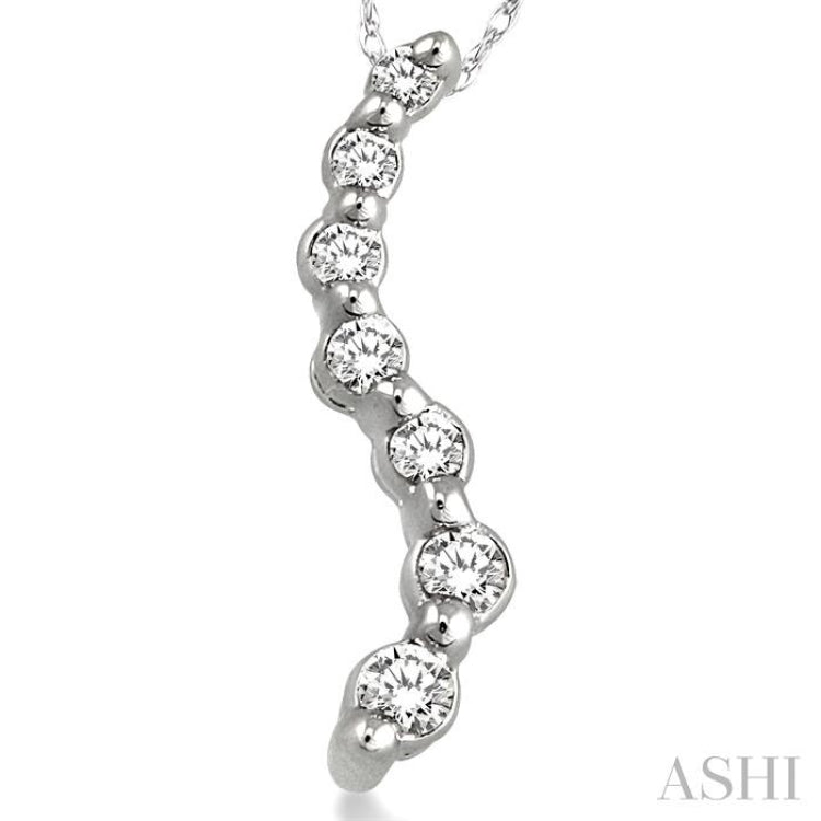 1/10 ctw Swirl Journey Diamond Pendant in 14K White Gold with Chain