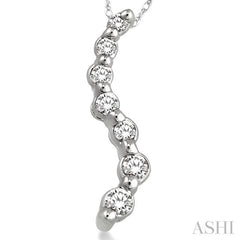 1/10 ctw Swirl Journey Diamond Pendant in 14K White Gold with Chain