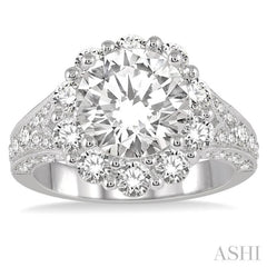 Round Shape Semi-Mount Halo Diamond Engagement Ring