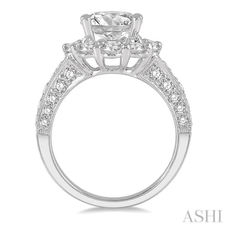 Round Shape Semi-Mount Halo Diamond Engagement Ring