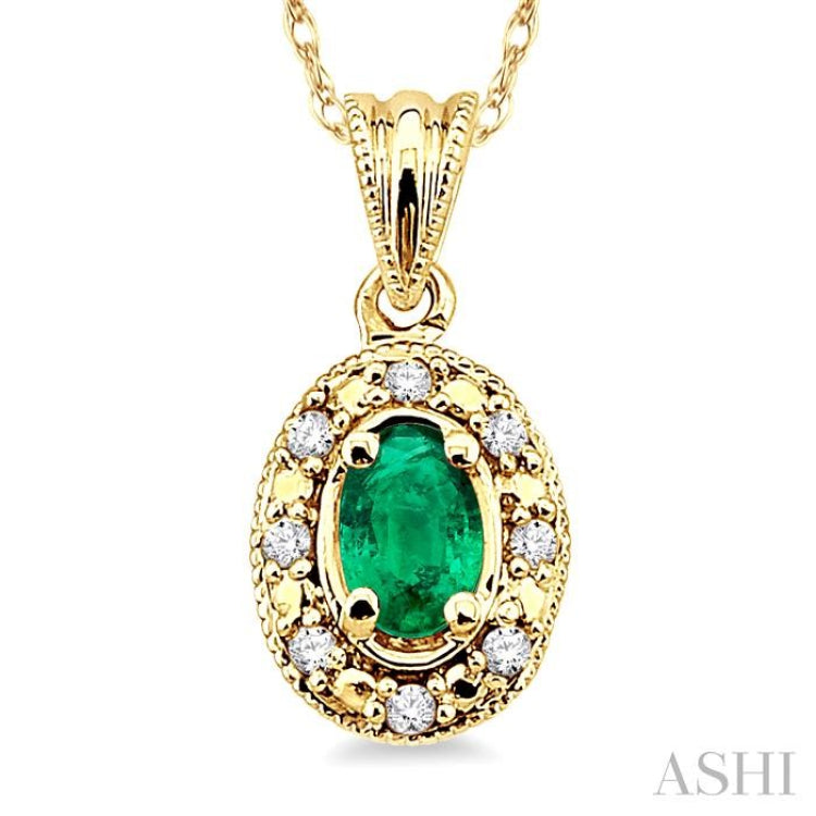 Oval Shape Gemstone & Diamond Pendant