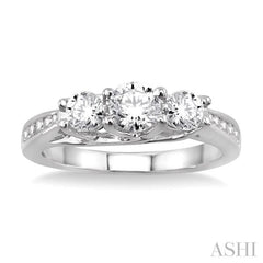 Round Shape Past Present & Future Diamond Engagement Ring