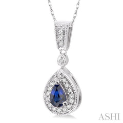 Pear Shape Gemstone & Halo Diamond Pendant