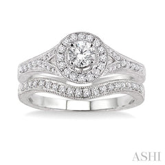 Round Shape Halo Diamond Wedding Set