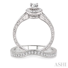 Round Shape Halo Diamond Wedding Set