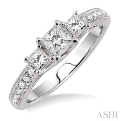 Princess Shape Past Present & Future Diamond Engagement Ring