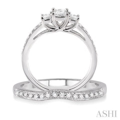 Princess Shape Past Present & Future Diamond Wedding Set