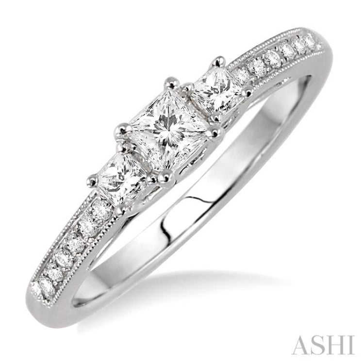 Princess Shape Past Present & Future Diamond Engagement Ring