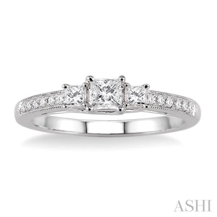 Princess Shape Past Present & Future Diamond Engagement Ring