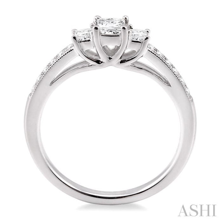 Princess Shape Past Present & Future Diamond Engagement Ring