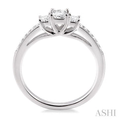 Princess Shape Past Present & Future Diamond Engagement Ring