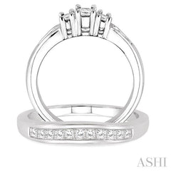 Princess Shape Past Present & Future Diamond Wedding Set