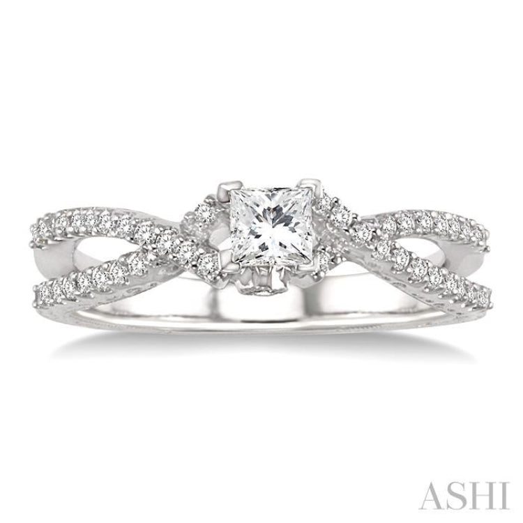 Princess Shape Semi-Mount Diamond Engagement Ring