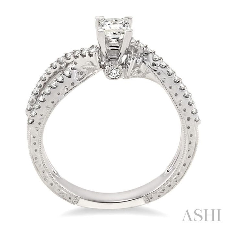 Princess Shape Semi-Mount Diamond Engagement Ring