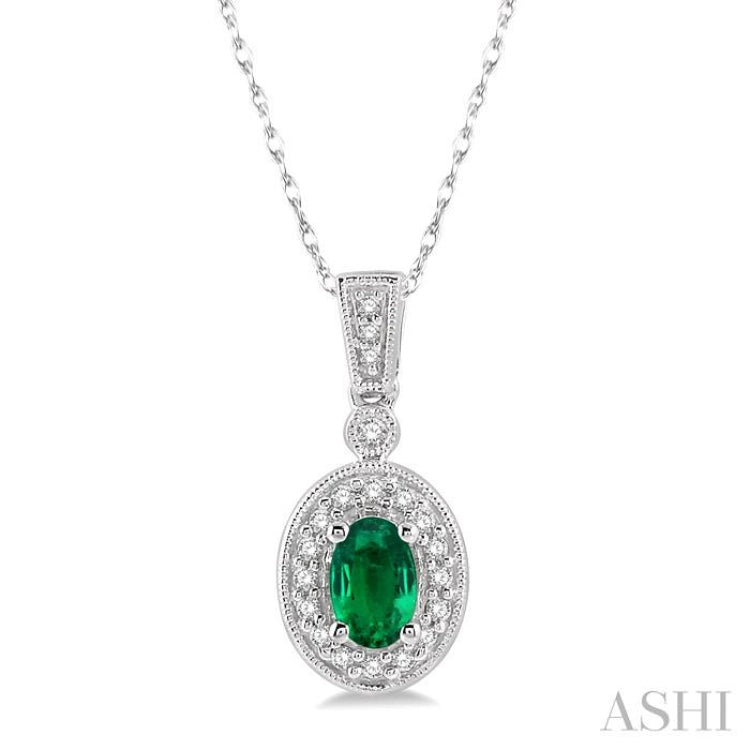 Oval Shape Gemstone & Halo Diamond Pendant