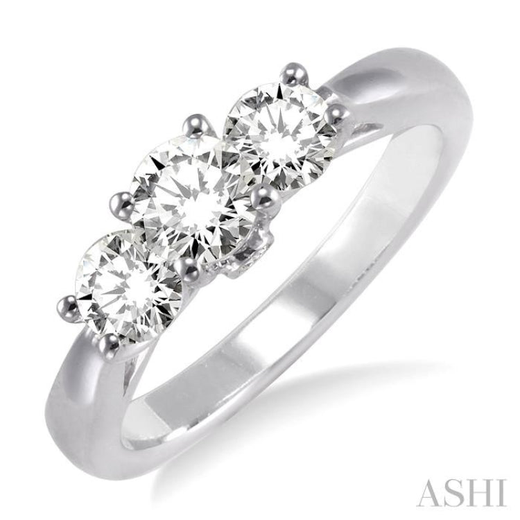 Round Shape Past Present & Future Diamond Engagement Ring