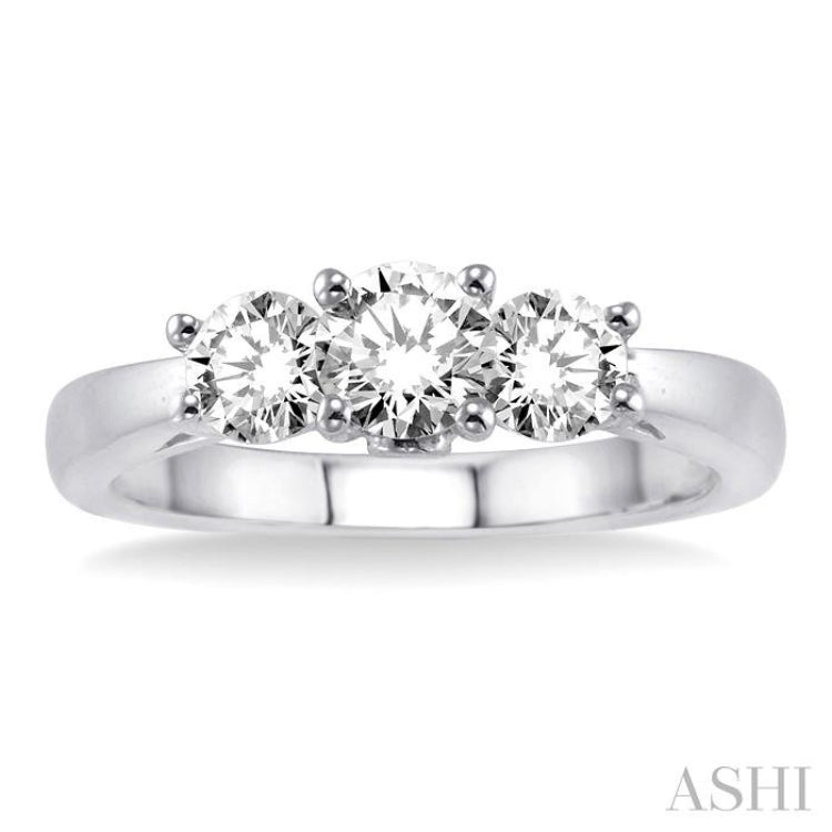 Round Shape Past Present & Future Diamond Engagement Ring