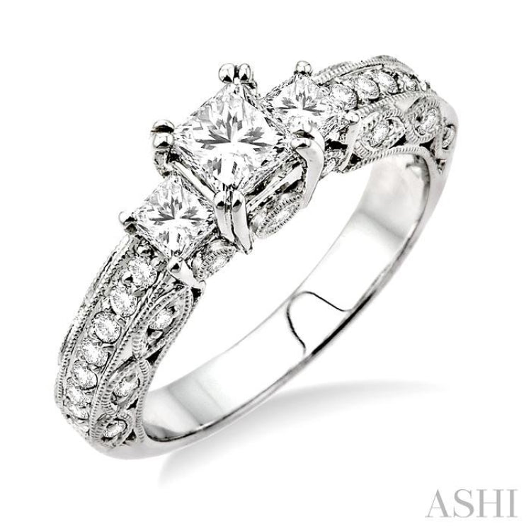 Princess Shape Past Present & Future Diamond Engagement Ring