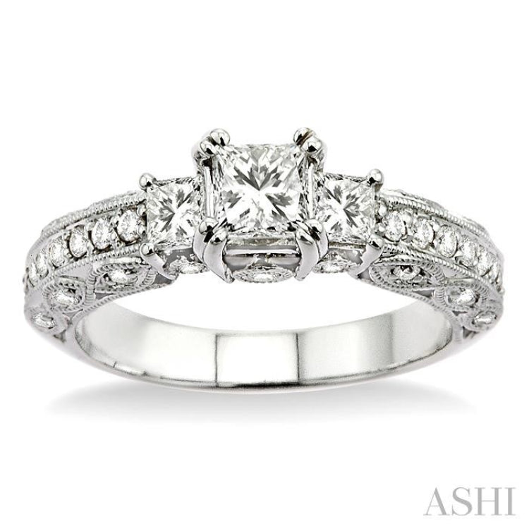 Princess Shape Past Present & Future Diamond Engagement Ring