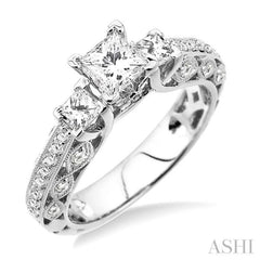 Princess Shape Past Present & Future Diamond Engagement Ring