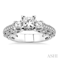 Princess Shape Past Present & Future Diamond Engagement Ring