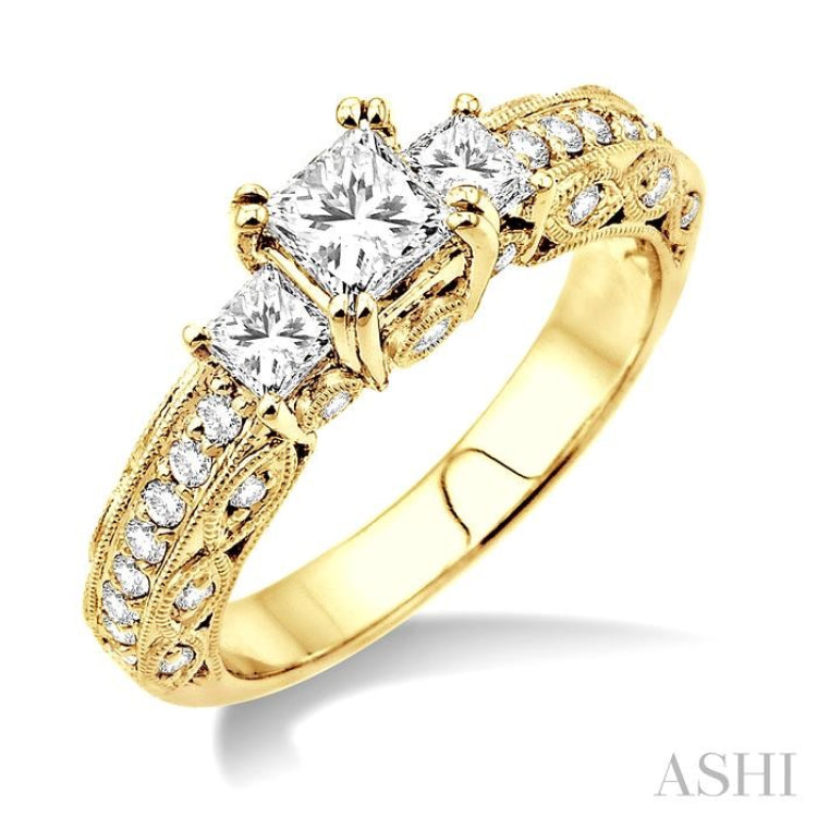 Princess Shape Past Present & Future Diamond Engagement Ring